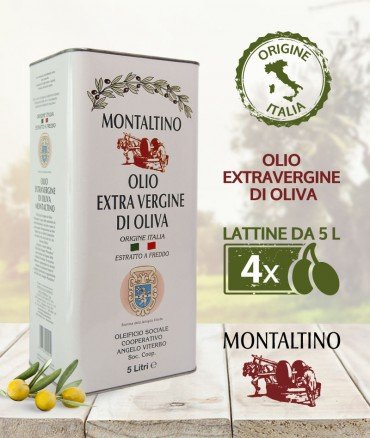 Extra Virgin Olive Oil EVO Coratina ORIGIN: ITALY - 5 Liters - Tins Packaging 4 Pcs