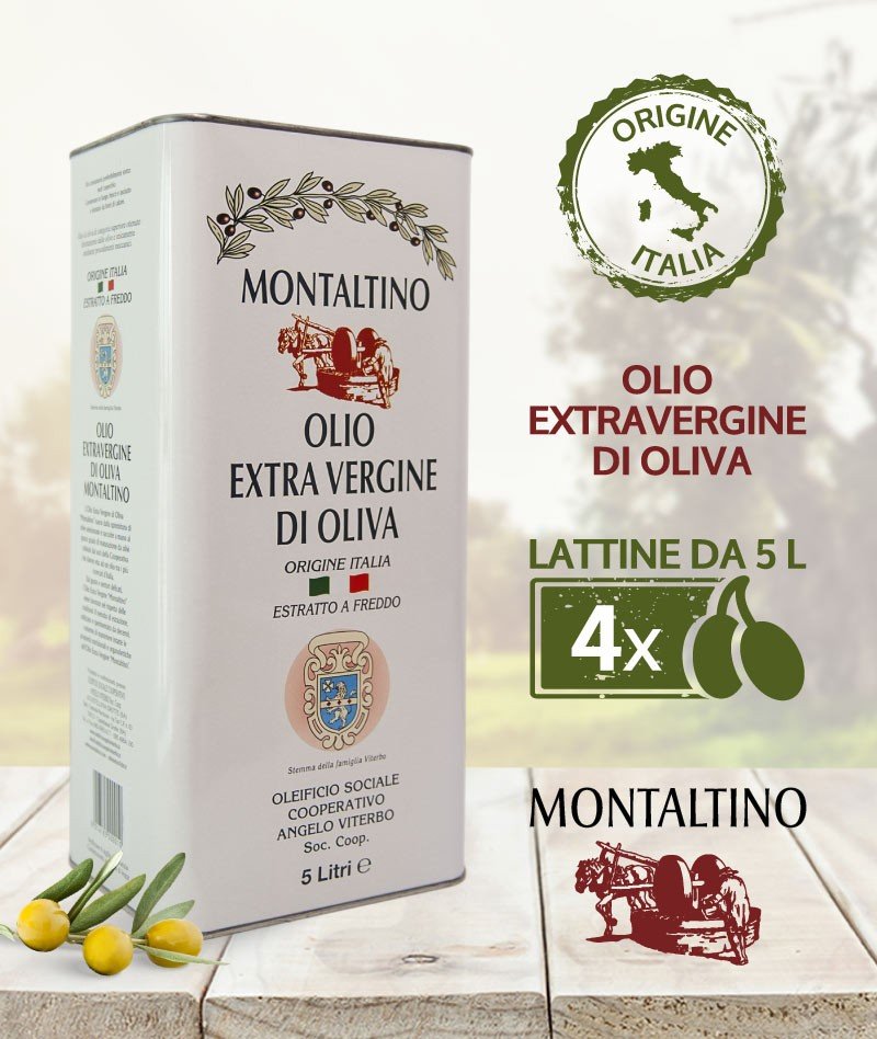Extra Virgin Olive Oil EVO Coratina ORIGIN: ITALY - 5 Liters - Tins Packaging 4 Pcs