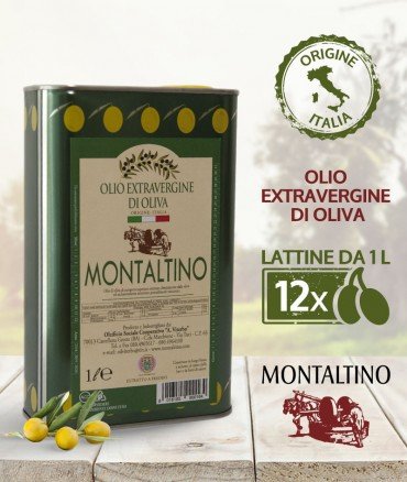 Extra Virgin Olive Oil EVO ORIGIN: ITALY - 1 Liter - Tins Packaging 12 Pcs