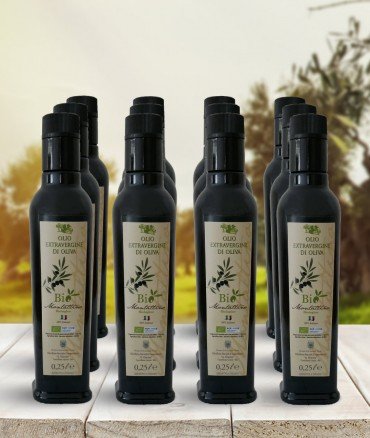 BIO ORGANIC Extra Virgin Olive Oil EVO ORIGIN: ITALY - 0.25 Liter - Tins Packaging 12 Pcs
